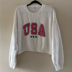 Grayson Threads Women’s White USA Patriotic Crop Sweater